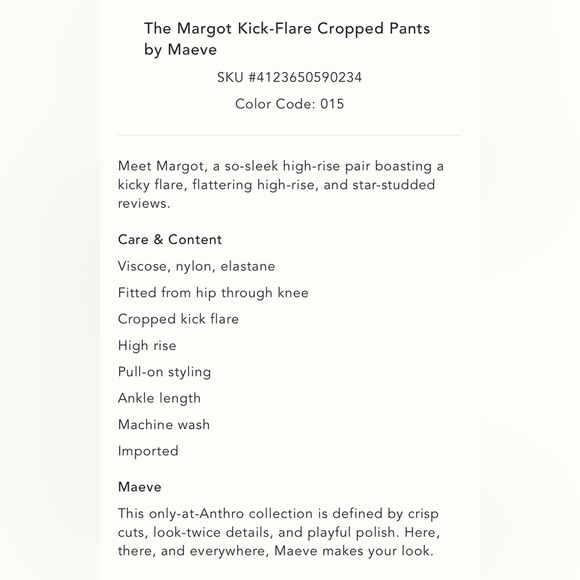 NWT new small Anthropologie Maeve Margot flare cropped pants black white hearts - Picture 4 of 17